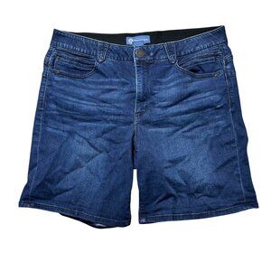 Democracy Women's Sz 16 Ab Solution Stretch Dark Wash Denim Shorts With Pockets
